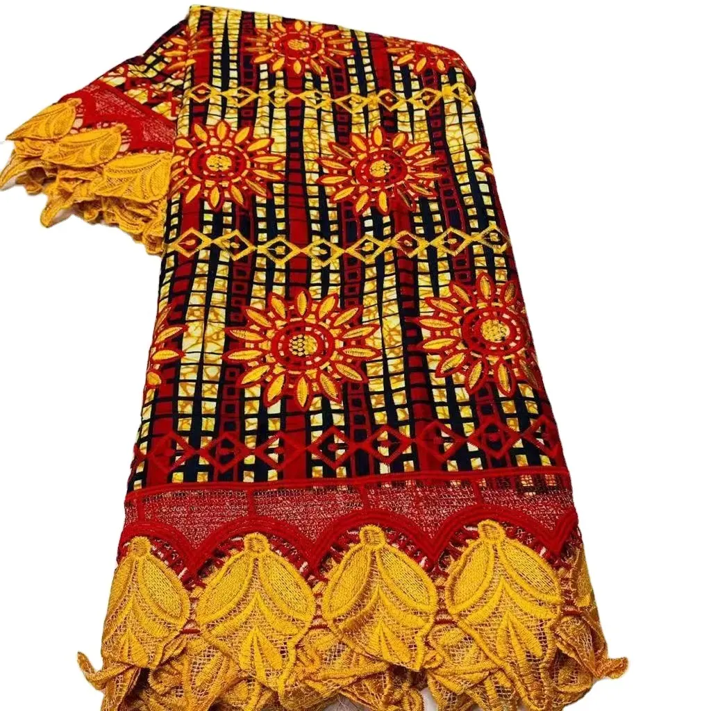 Fio de renda africano dourado solúvel em água, vestido de casamento de renda material pedras 2020 nigeriano guipure tecido 6 jardas de ouro