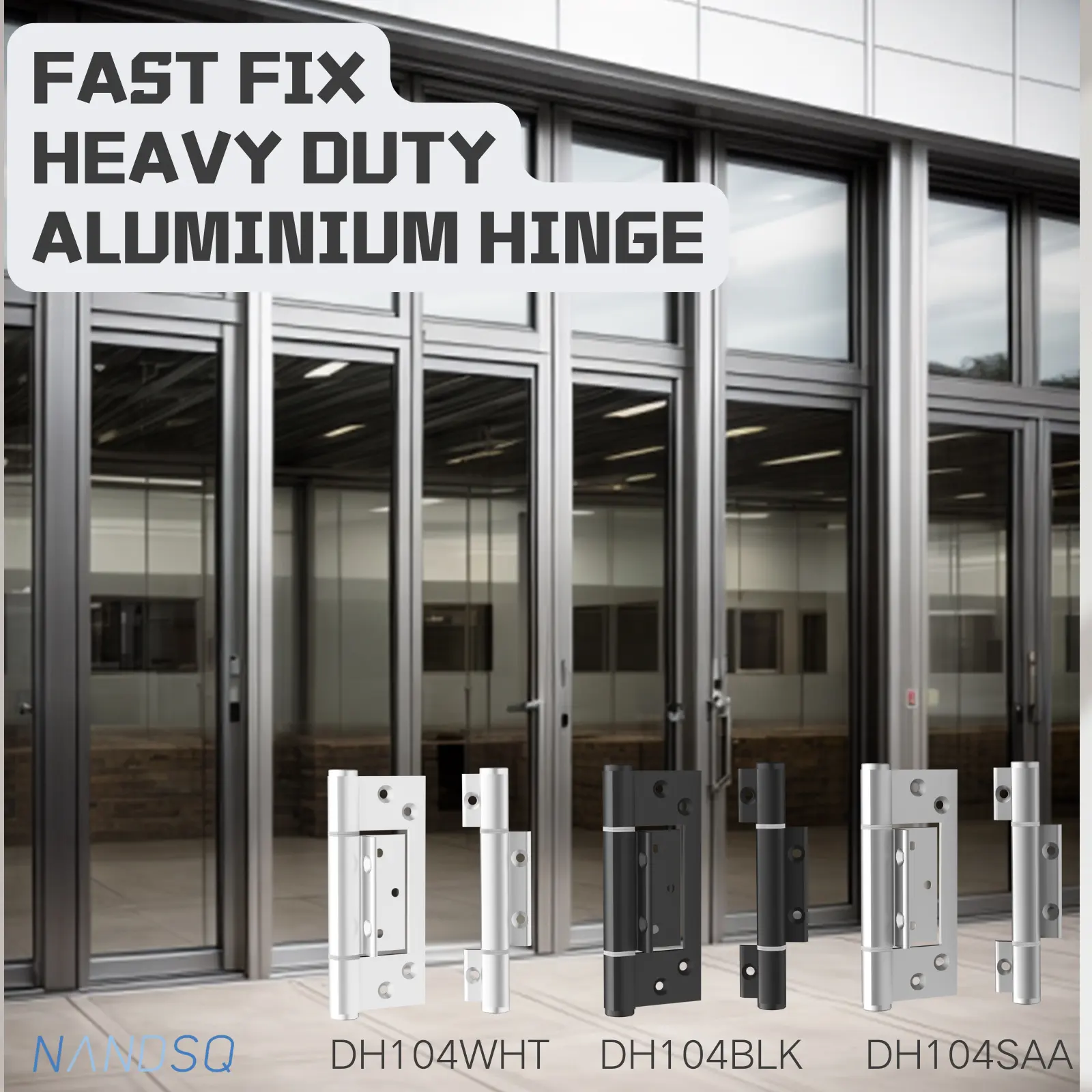 NANDSQ Hardware Fast Fix Heavy Duty Interfold Bisagra para puerta de aluminio en centro comercial de construcción de oficinas