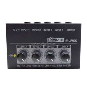 Clavax CLMC-MU400 4 Channel Metal Mono <strong>Input</strong> and <strong>Output</strong> <strong>Line</strong> Mixer for Keyboard Guitar Before Mixer Console with Power Adapter - Product Image 1