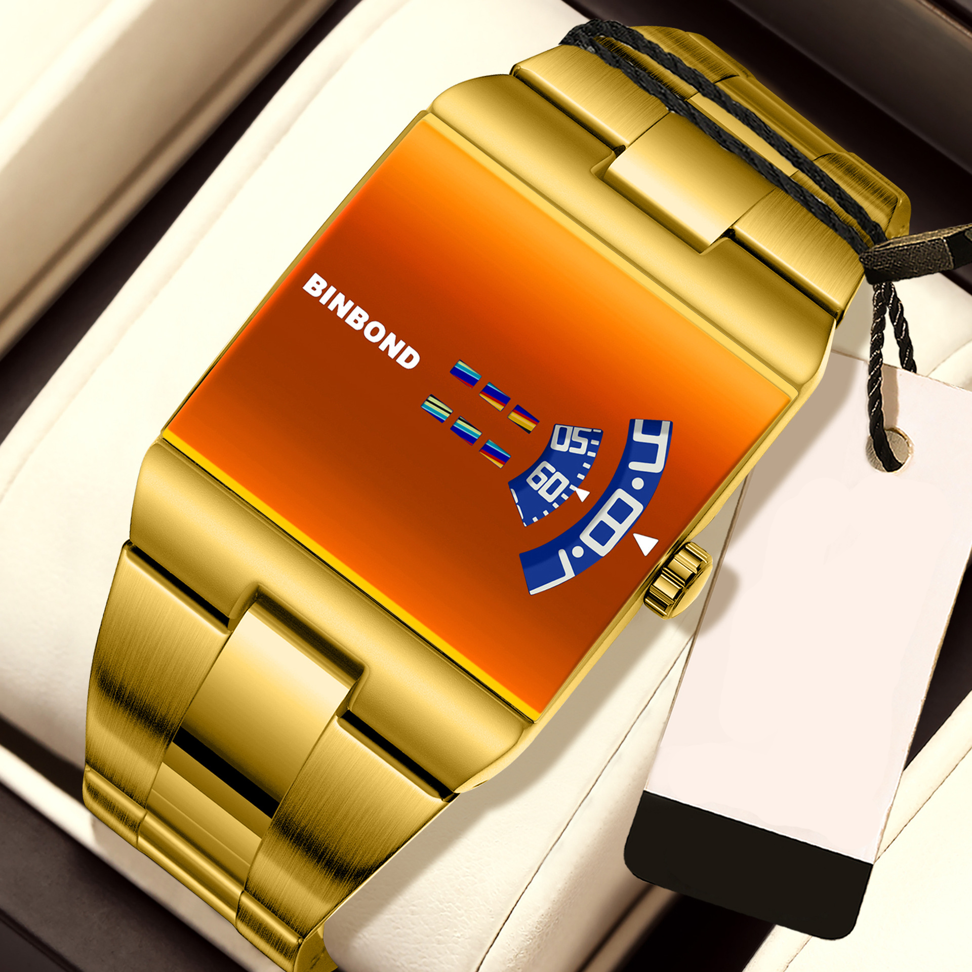 7 Orange Dial Gold Band