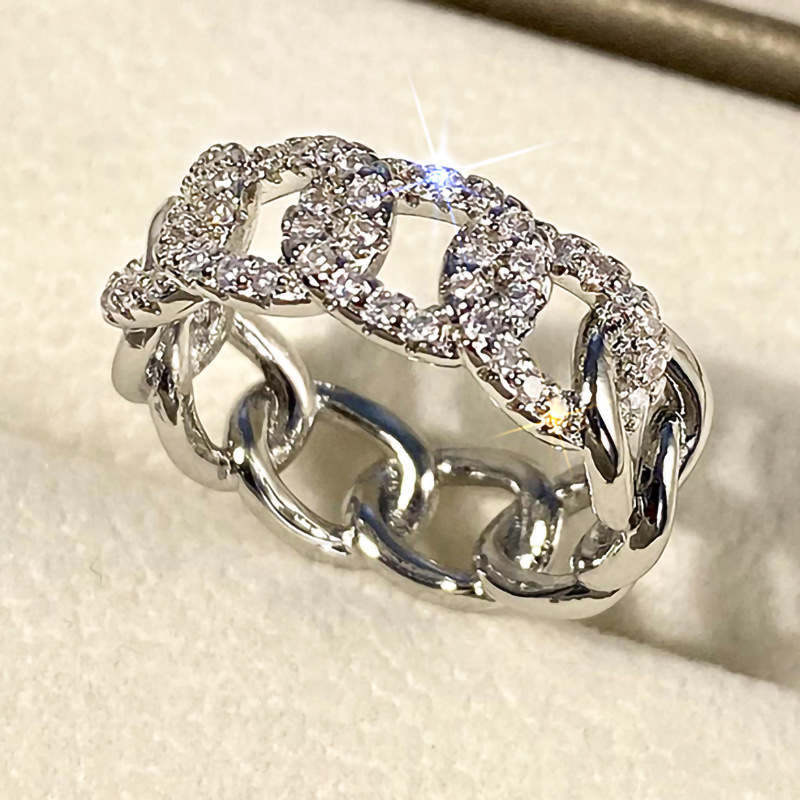 T0089 white gold, half circle stone