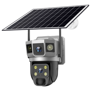 Pannello solare telecamera di sicurezza Wifi esterno 10X Zoom digitale Cctv Audio Ptz doppia lente fotocamera