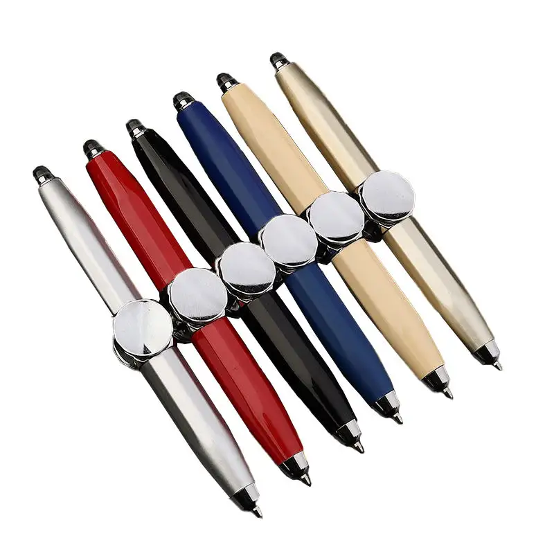 Stylos à bille multifonctions avec logo personnalisé Stylo rotatif créatif à la main Spinning Mod Led Metal Fidget Spinner Pen With Light