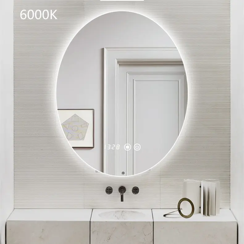 Touch Sensor Switch trucco bagno cosmetico Vanity specchio a LED con retroilluminazione ovale specchio da bagno illuminante