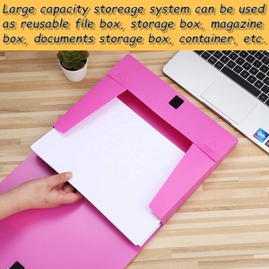 Pink PP Storage <strong>File</strong> <strong>Box</strong> Plastic PP <strong>Box</strong> <strong>File</strong> Archives Cases <strong>with</strong> Magic Glue Button - Product Image 3