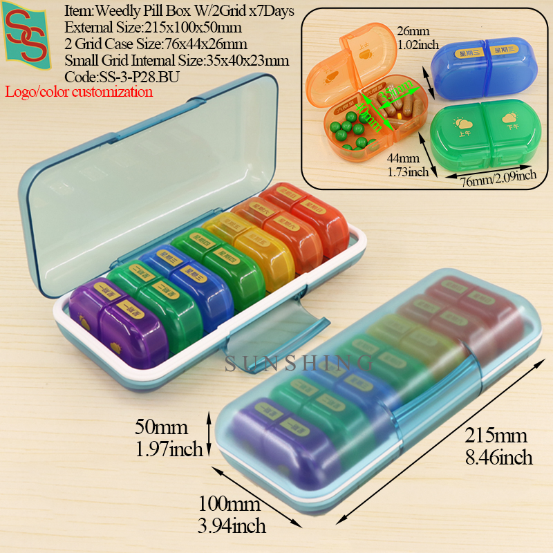 P28 Weedly Pill Box W/4Grid Per Day