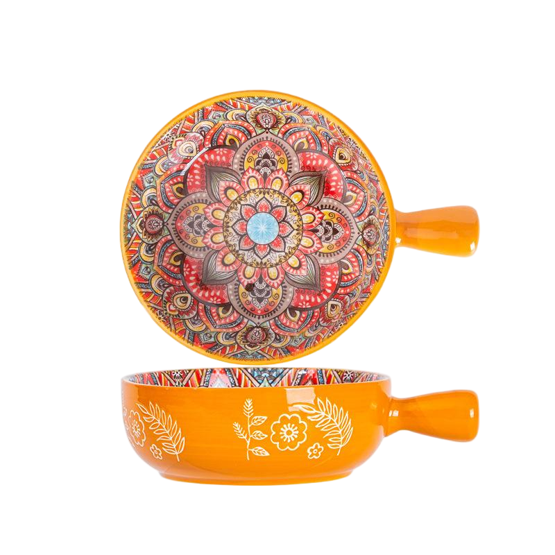 Orange 8-inch single handle dish
