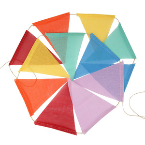 Banderas de banderines de colores, banderines de arpillera de imitación, decoración en colores pastel, 12 unidades - Product Image 1