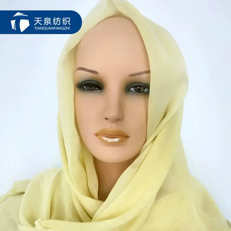 Bufanda de gasa de algodón para mujer, Hijab musulmán malayo, cuadrado, liso, 2013x110cm, 110