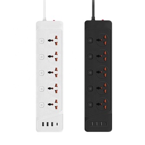 Toma de corriente universal multiinterruptor con protección contra sobrecarga, salidas de 5 vías con USB A y USB C, tira de alimentación móvil portátil