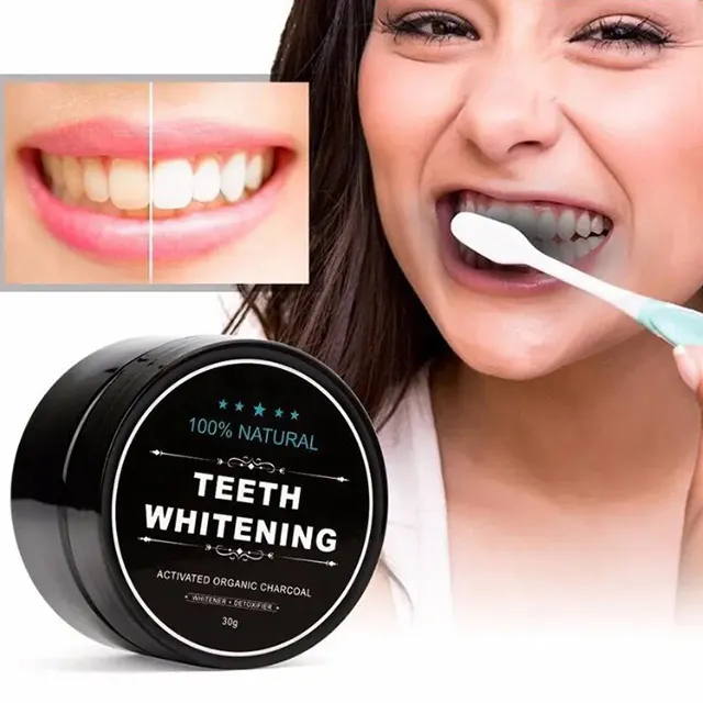 Private Label Activated Charcoal Toothpowder 30g Teeth Whitening Powder For Oral Cleaning