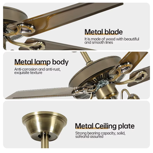 Bắc Âu Cổ Điển Phong Cách Mộc Mạc LED Quạt Trần Đèn 5 Lưỡi Điều Khiển Từ Xa Tay Kéo Chuỗi ABS Kim Loại Gỗ Dự Án Cài Đặt - Product Image 3