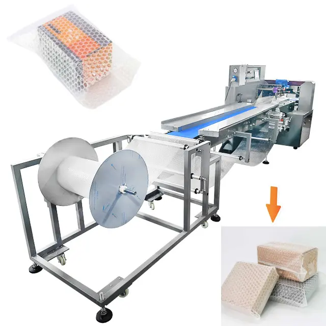 Máquina automática de embalagem de travesseiros para produtos de segunda mão e caixas de embalagem, máquina de filme bolha de venda quente