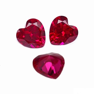 Kalp şeklinde 5 # sentetik kırmızı korundum kalp şeklinde yakut sentetik yakut ham korundum - Product Image 2