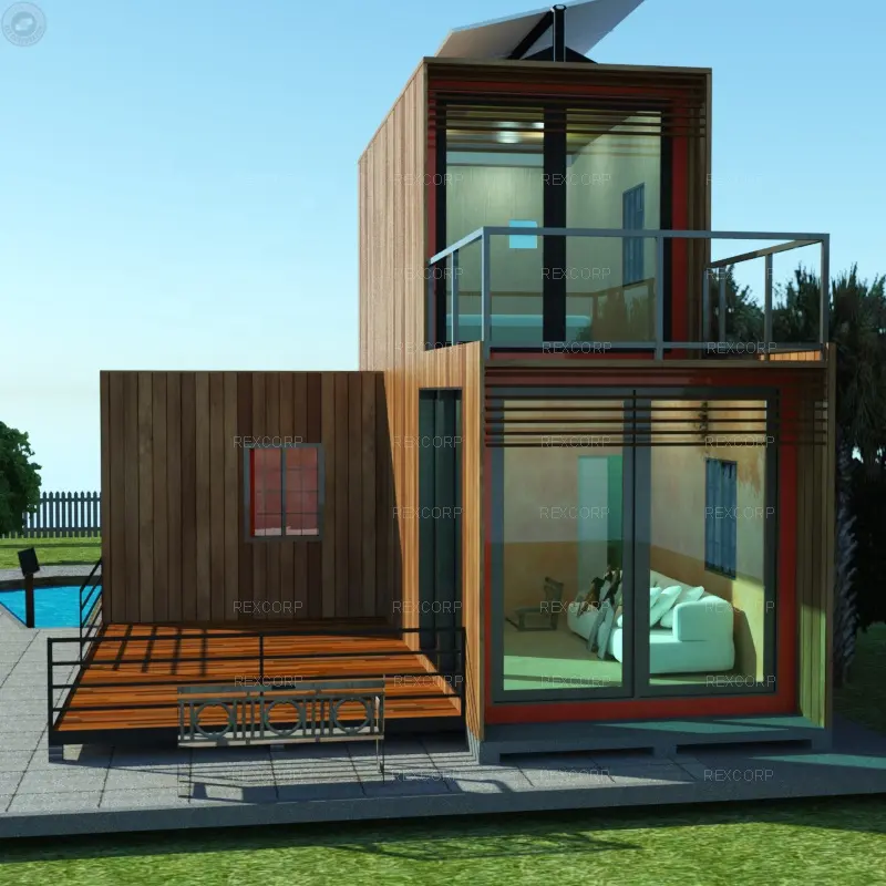 De Lujo prefabricadas bien aislado moderno casa contenedor para vivir Solar casa contenedor para la venta