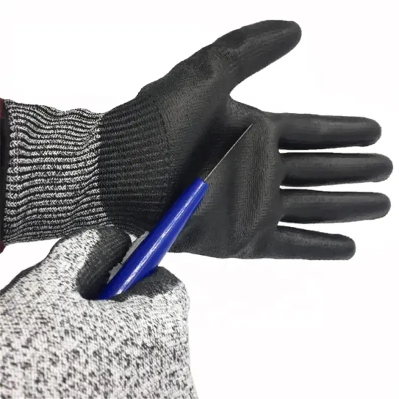 CE Cert 4 x43c guanti resistenza taglio PU con taglio 5 livelli per la protezione della mano