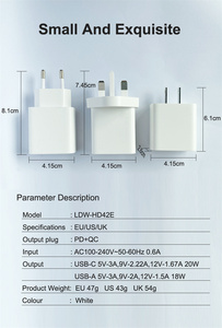 ขายส่ง Pd20w ชาร์จเร็ว65W + ที่ชาร์จ QC3.0ติดผนังชนิด C พอร์ต5พอร์ตสำหรับ iPhone/Huawei /Sumsang - Product Image 4