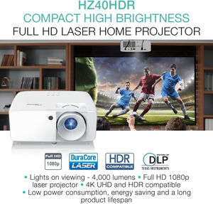 <span class=keywords><strong>Optoma</strong></span> HZ40HDRスマート1080Pレーザービーマーミニ3Dホームシアタープロジェクター0.65 \ "DMD 5000ルーメン1.3x光学ズーム<span class=keywords><strong>HD</strong></span>ビデオ用