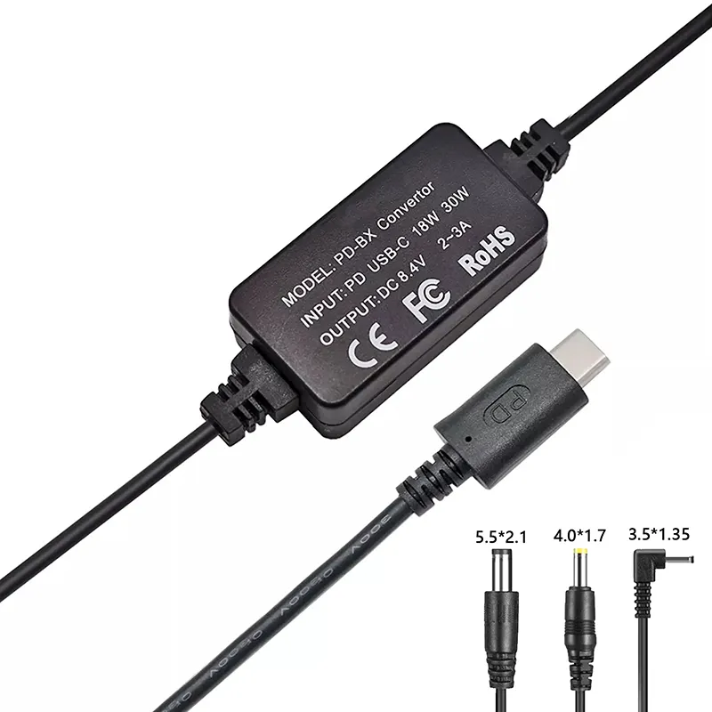 LC kamera sanal pil dönüşüm hattı kablo PW20 DC 8.4V 2 ~ 3A 18W 30W kuplör tipi C AC kukla pil adaptörü adaptörü