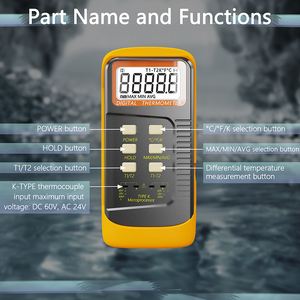 6802 Industrial Digital High Temperature Sensor Handheld k Type Thermocouple <strong>Thermometer</strong> with 2 Pcs 10cm Temperature <strong>Probe</strong> - Product Image 4