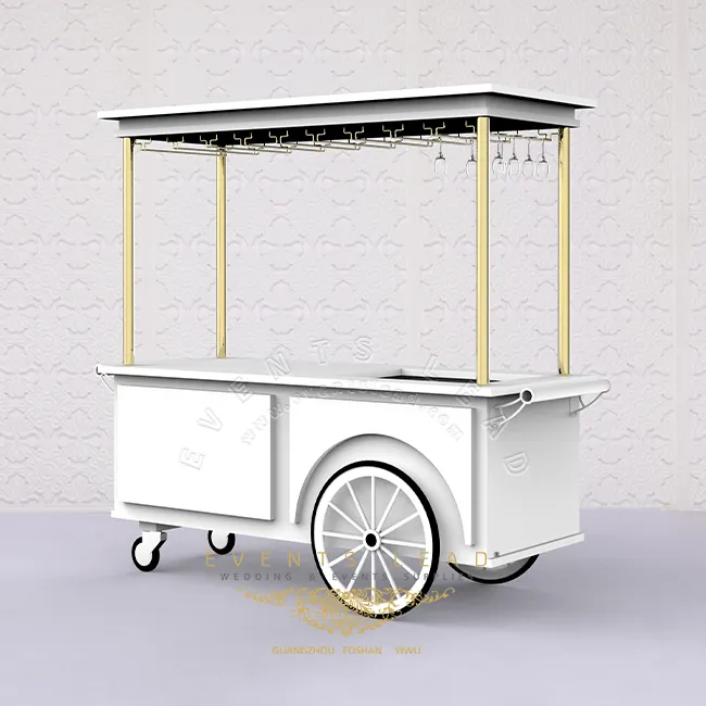 Good Quality White Wood 2021 New Wedding Design Champagne Cart For Events