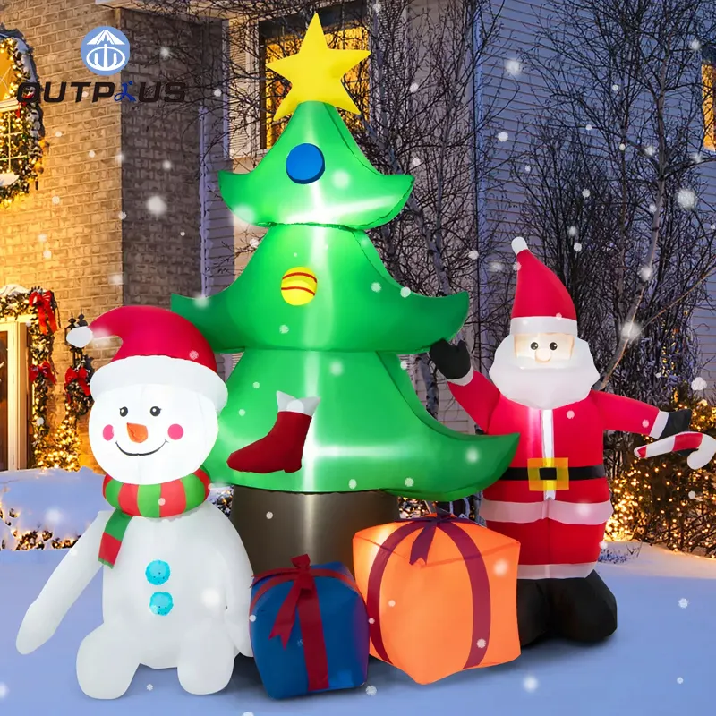 Decorações exteriores internas do Natal do jardim 6ft Natal Inflatables Santa Claus com conduzido