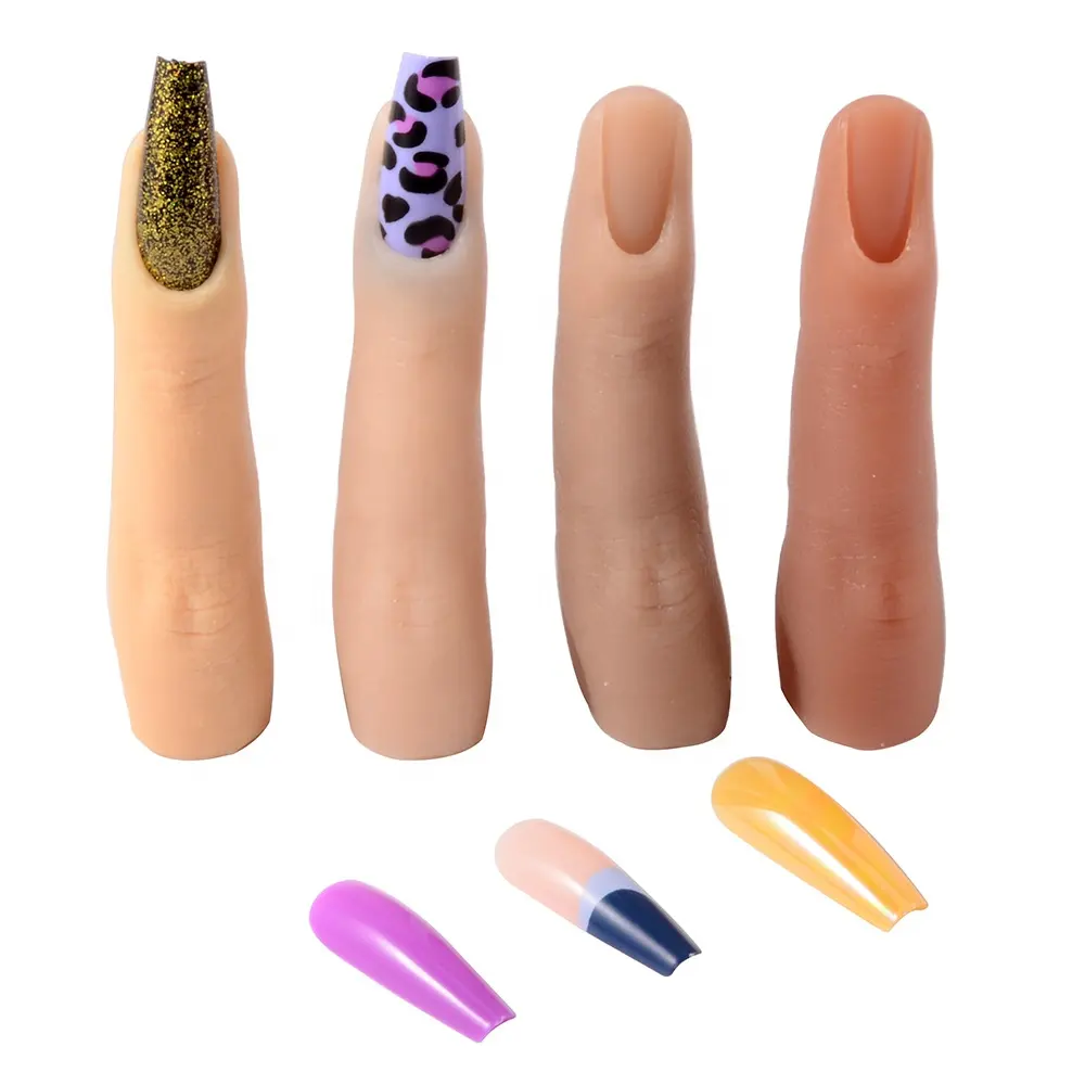 High Quality Silicone Nail Practice Fingers Soft Flexible Nail Mannequin Finger DIY Simulated ring buried bone nail display