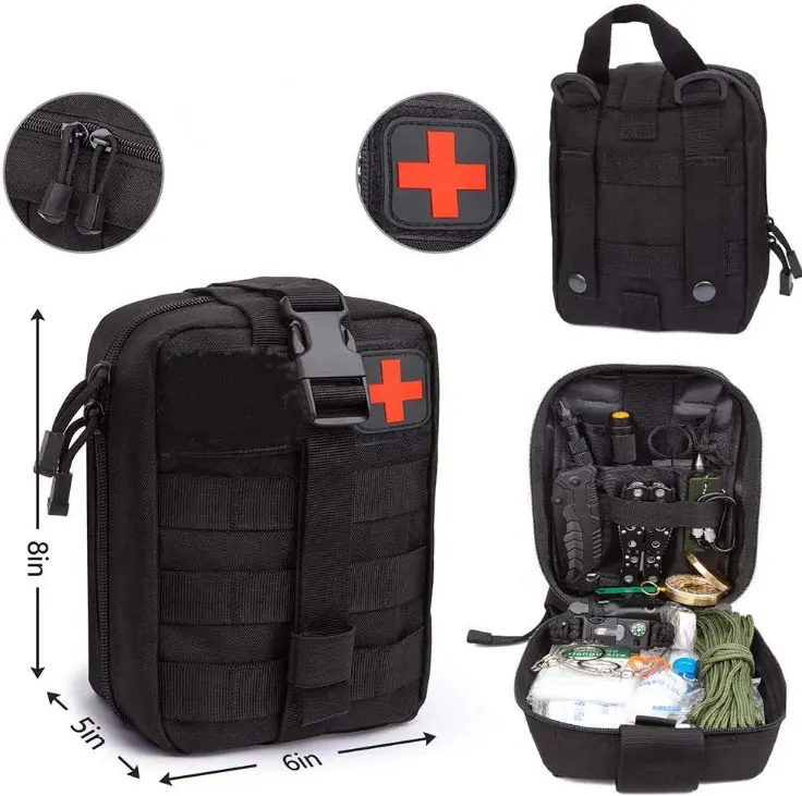 Kit de primeiros socorros para desastro, kit tático para primeiros socorros, à prova d'água, sacos de emergência, com cartão