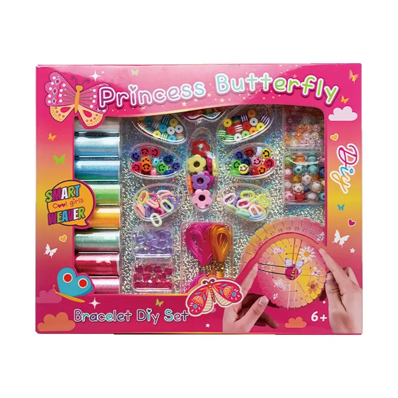 Set di braccialetti fai da te per bambini con scatola regalo di gioielli Kit per creazione di braccialetti di fantasia per ragazze