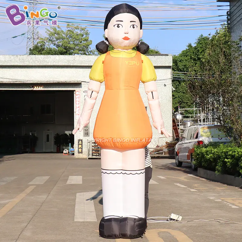 Custom Inflatable Girl Doll Balloons For Advertising Decoration 2.5m Height Air-blown heading Turning Wooden Doll Game