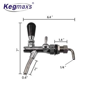 Kegmaxs ก๊อกน้ำแบบปรับได้สำหรับเบียร์,ก๊อกน้ำควบคุมการไหลของเบียร์ก้านชุบโครเมี่ยม G5/8ก๊อกสำหรับชงที่บ้าน - Product Image 2