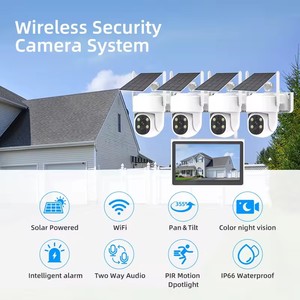 Jianvision 4MP IP66 impermeável 4 canais NVR Monitor tela Solar Powered Wifi <span class=keywords><strong>IP</strong></span> CCTV sem fio 360 câmera com Eseecloud App