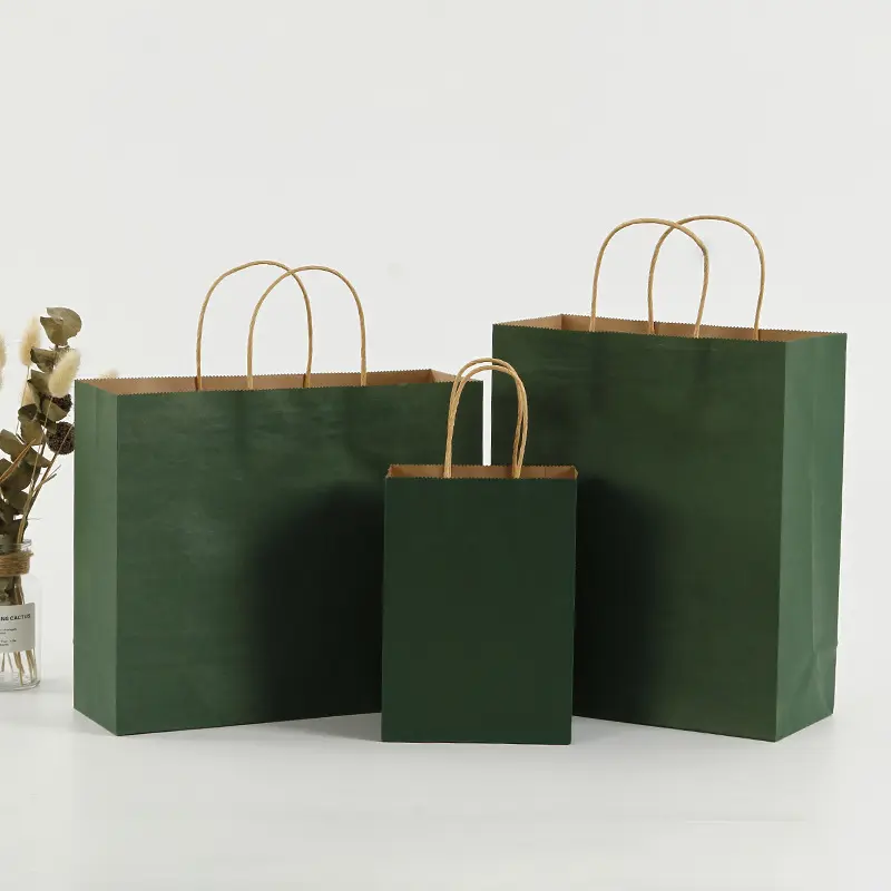Ot-bolsa de regalo reciclable, embalaje verde para compras, zapatos y ropa, bolsa de papel Kraft