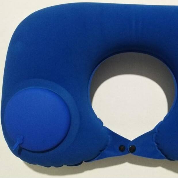 Coussin de voyage en forme de U floqué, violet-bleu.