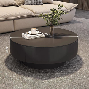 Juego de mesa de centro anidada redonda con cajón, mesa de cóctel con marco de Metal, mesa auxiliar para sala de estar, dormitorio, balcón, espacio pequeño - Product Image 6