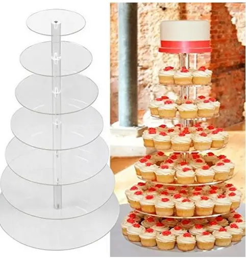 Support rond acrylique de gâteau de supports d'affichage de supports de gâteau de mariage pour la partie