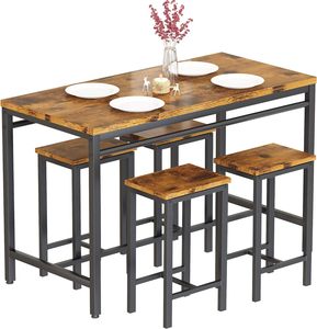 Atacado Modern Dining Set Hot-sale <span class=keywords><strong>Counter</strong></span> Altura MDF Madeira 5 Peça Mesa de Cozinha e Cadeiras Set Bar Stools de 4 para Home Bar