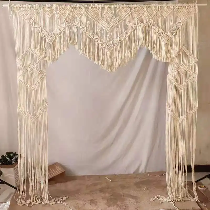 Boho handmade phụ kiện bông trang trí nội thất lớn Backdrop Tấm thảm treo macrame rèm cửa