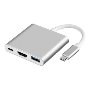 百思买C型集线器<span class=keywords><strong>USB</strong></span> 3.1 C型至4K Hdmi + Usb3.0 + PD 100W转换器适配器电缆高速3合1 <span class=keywords><strong>USB</strong></span> C集线器适配器