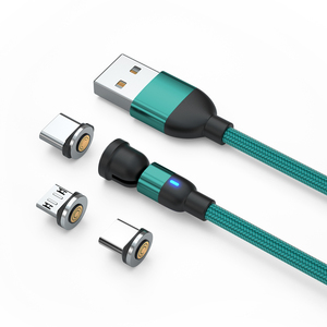 Youxg经典磁性<span class=keywords><strong>USB</strong></span>电缆，尼龙编织线3合1 540度旋转磁性充电线