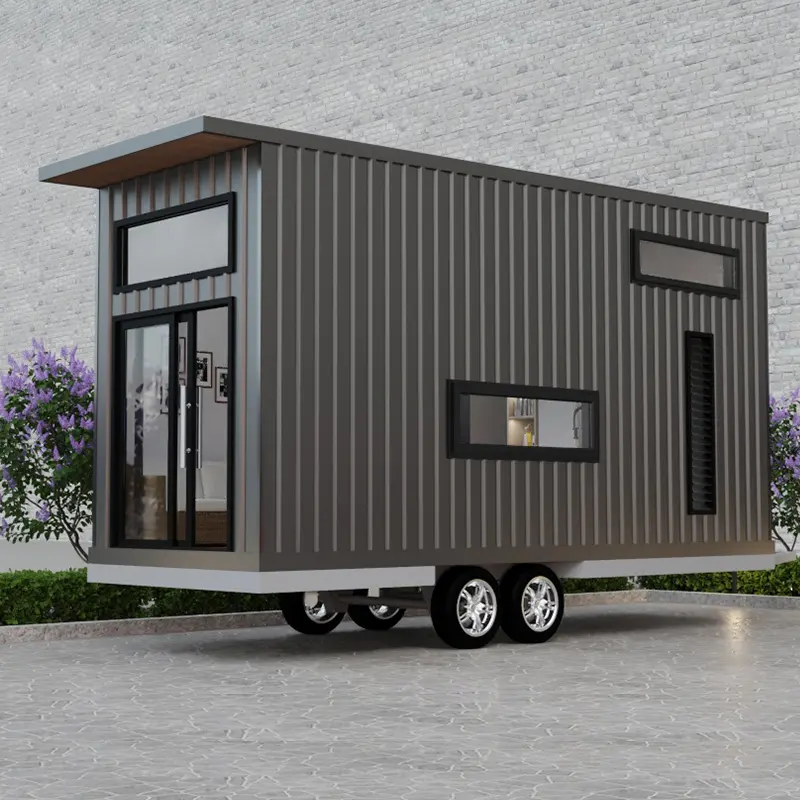 Luxe Houten Stijl Licht Staal Rv Twee Verdiepingen Tiny Huis Prefab Huis