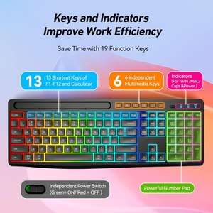 Ratón de teclado recargable de 2,4 Ghz con soporte para tableta de teléfono Combo de teclado y ratón inalámbrico silencioso RGB silencioso para computadora, PC - Product Image 2