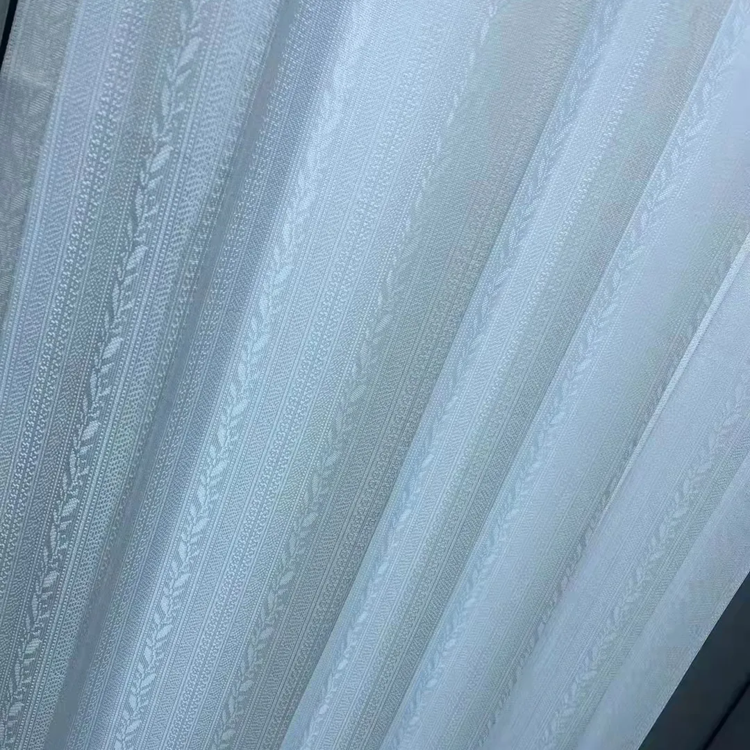 Cortina de gasa transparente para el hogar, tela blanca de poliéster, alta calidad