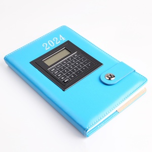 Diario de cuero pu con calculadora, diario de negocios, planificador de promoción personalizado, 2024