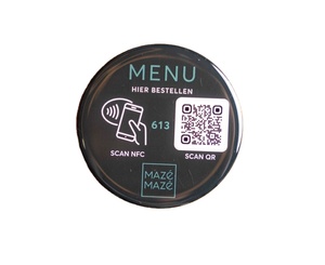 Scheda quadrata rotonda Google Review NFC con adesivo epossidico
