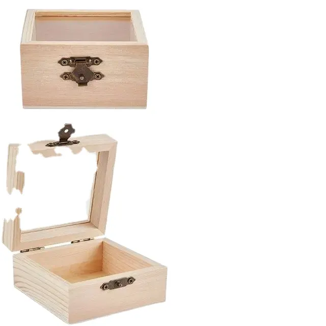 Carillon in legno con coperchio incernierato e chiave di bloccaggio-grande cassa per ricordo in Acacia Premium con finitura opaca-negozio di gioielli, giocattoli