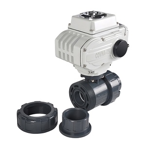 COVNA快速发货DN50 2路3路电动Upvc球阀12V DC聚氯乙烯双联球阀电动球阀
