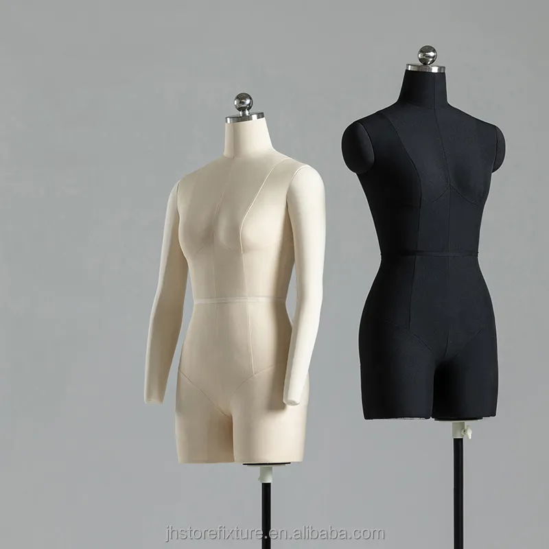 Mezzo corpo in materiale plastico bianco/nero di alta qualità con ruote manichini femminili per negozio di abbigliamento