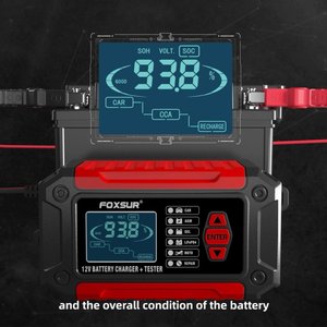 FOXSUR 12V 6A <strong>2</strong> <strong>in</strong> <strong>1</strong> Battery Analyzer Charger Maintainer test Battery Charging for LiFePO4 Wet AGM Gel Lead Acid Battery - Product Image 6