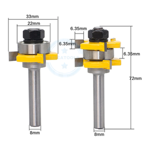 L-N072 2 PC 8Mm 1/2Inch 1/4Inch Chân Chất Lượng Cao Lưỡi & Rãnh Doanh Lắp Ráp Router Bit Thiết Lập 3/4 "Cổ Gỗ Cắt Công Cụ - Product Image 2